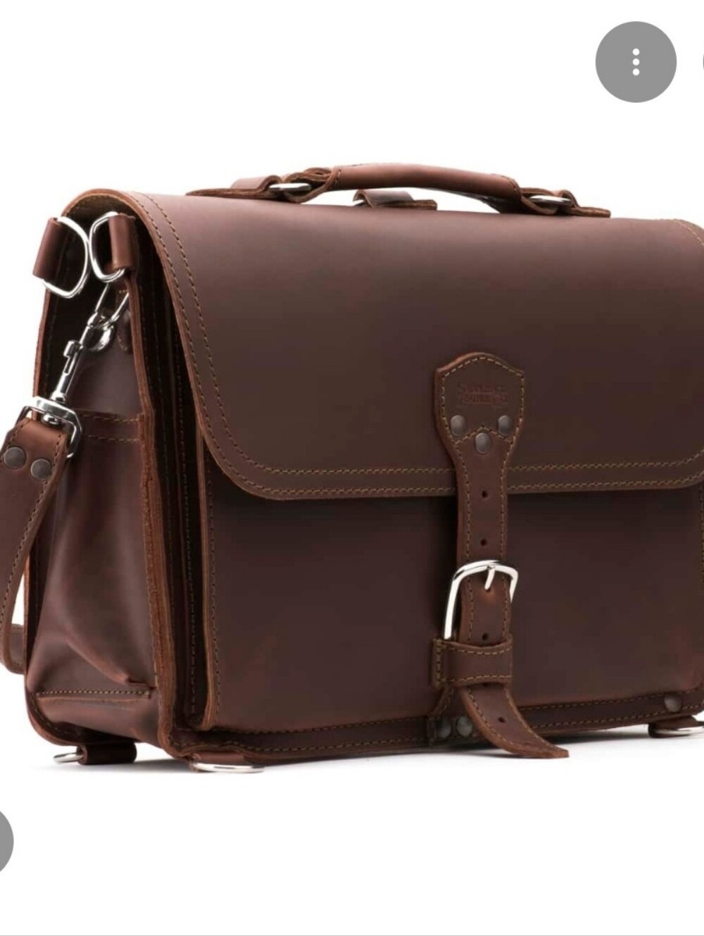 Land's End Saddleback Professional Slim Leather Briefcase Bag